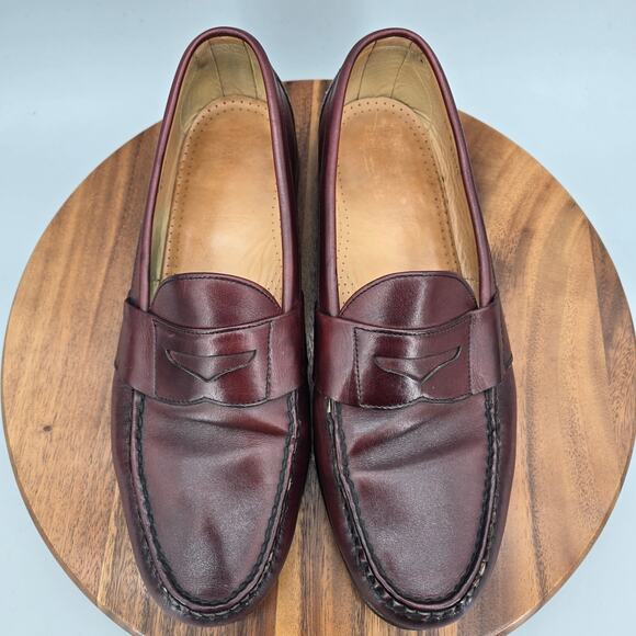 Allen Edmonds Cameron Penny Loafers Mens 14 E Burgundy Leather Casual Shoes